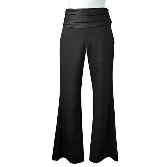 PINK TARTAN Wool Cummerbund Flare Pant Size 4 Tux Style Pleat Waist Trouser - Picture 1 of 10